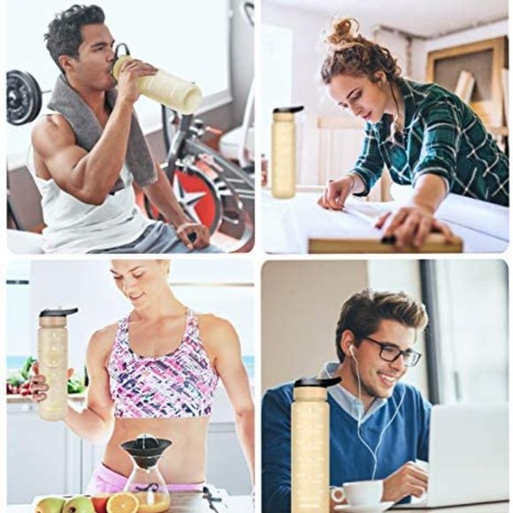 AOMAIS 36oz Motivational Water Bottle with Time Marker & Straw 360° Leak-Proof - Picture 4 of 10